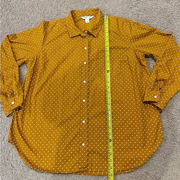 OLD NAVY Mustard Yellow Polka Dot Classic Poplin Shirt - Picture 6 of 10